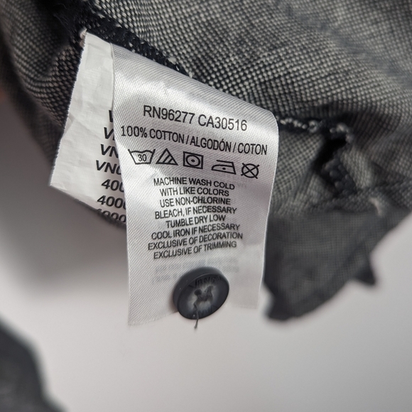 VANS 100% Cotton Dark Heathered Grey Button Down Shirt - Picture 8 of 9